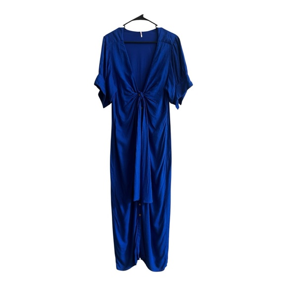 Free people vintage summer midi dress Royal blue XL - Picture 2 of 13